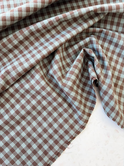 Gingham Woven Cotton | Chocolate Mint