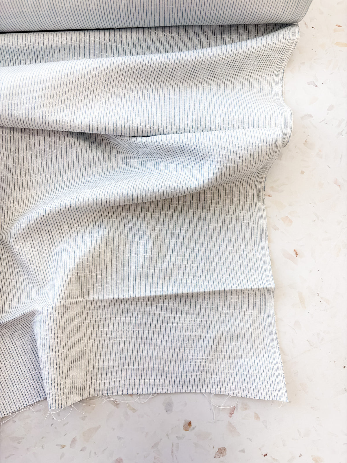 Top-Stitched Cotton Woven | Heritage Stitch in Blue Mist