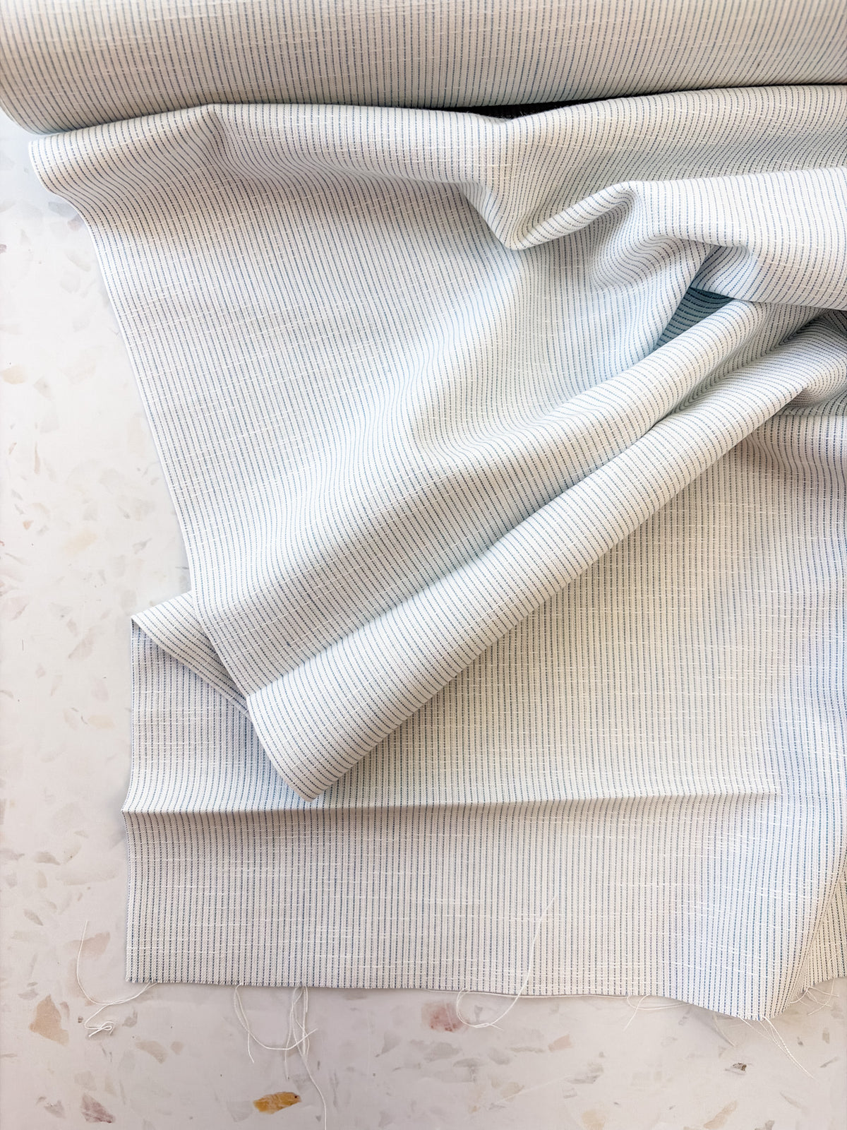 Top-Stitched Cotton Woven | Heritage Stitch in Blue Mist