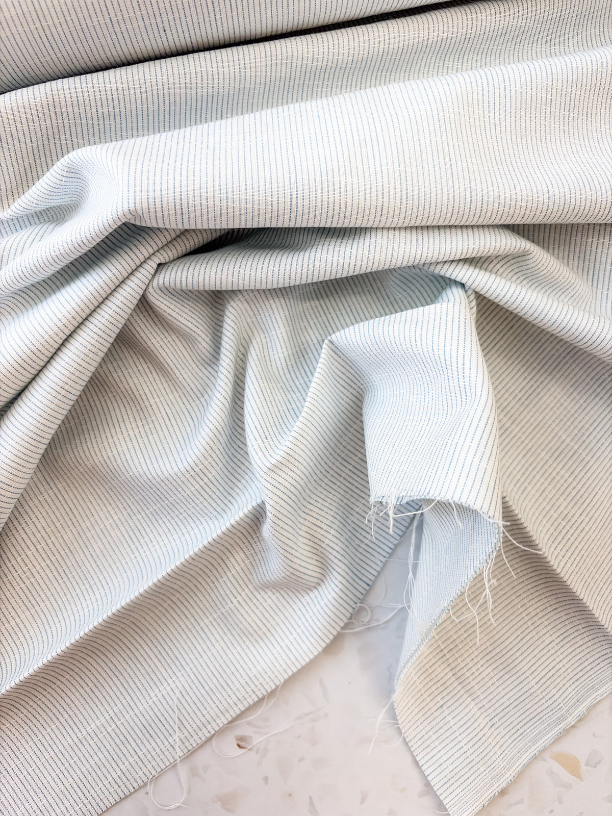 Top-Stitched Cotton Woven | Heritage Stitch in Blue Mist