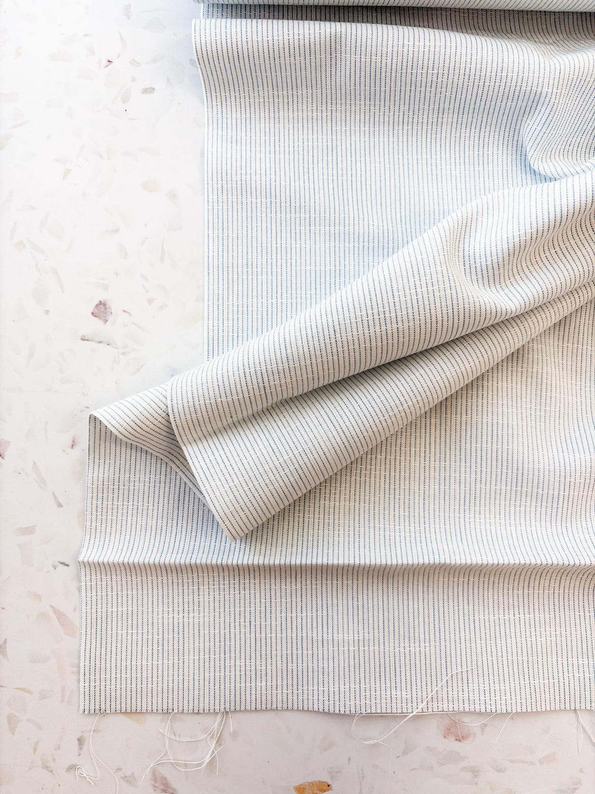 Top-Stitched Cotton Woven | Heritage Stitch in Blue Mist