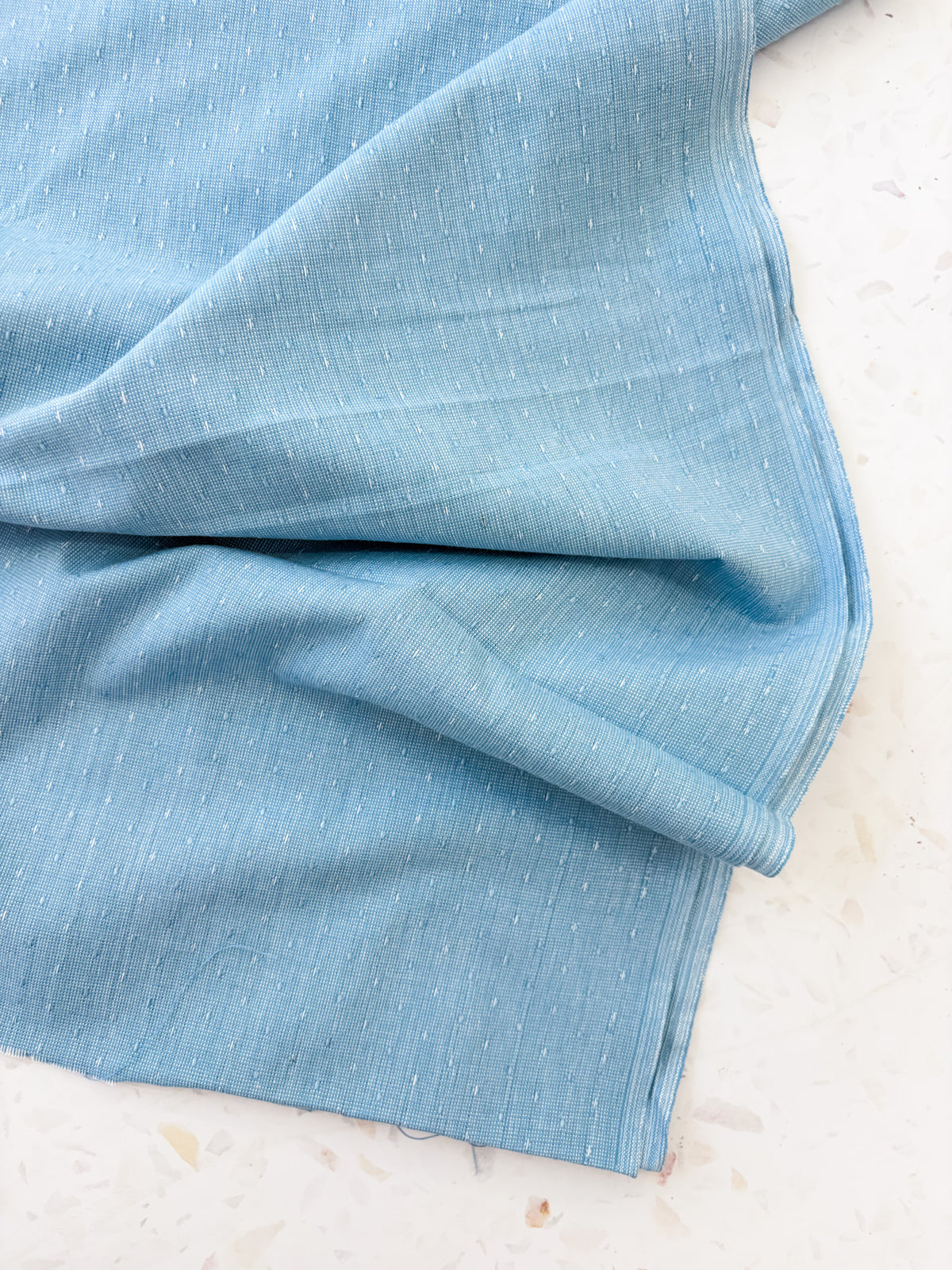 Top-Stitched Cotton Woven | Sun Stitch in Blue Skies