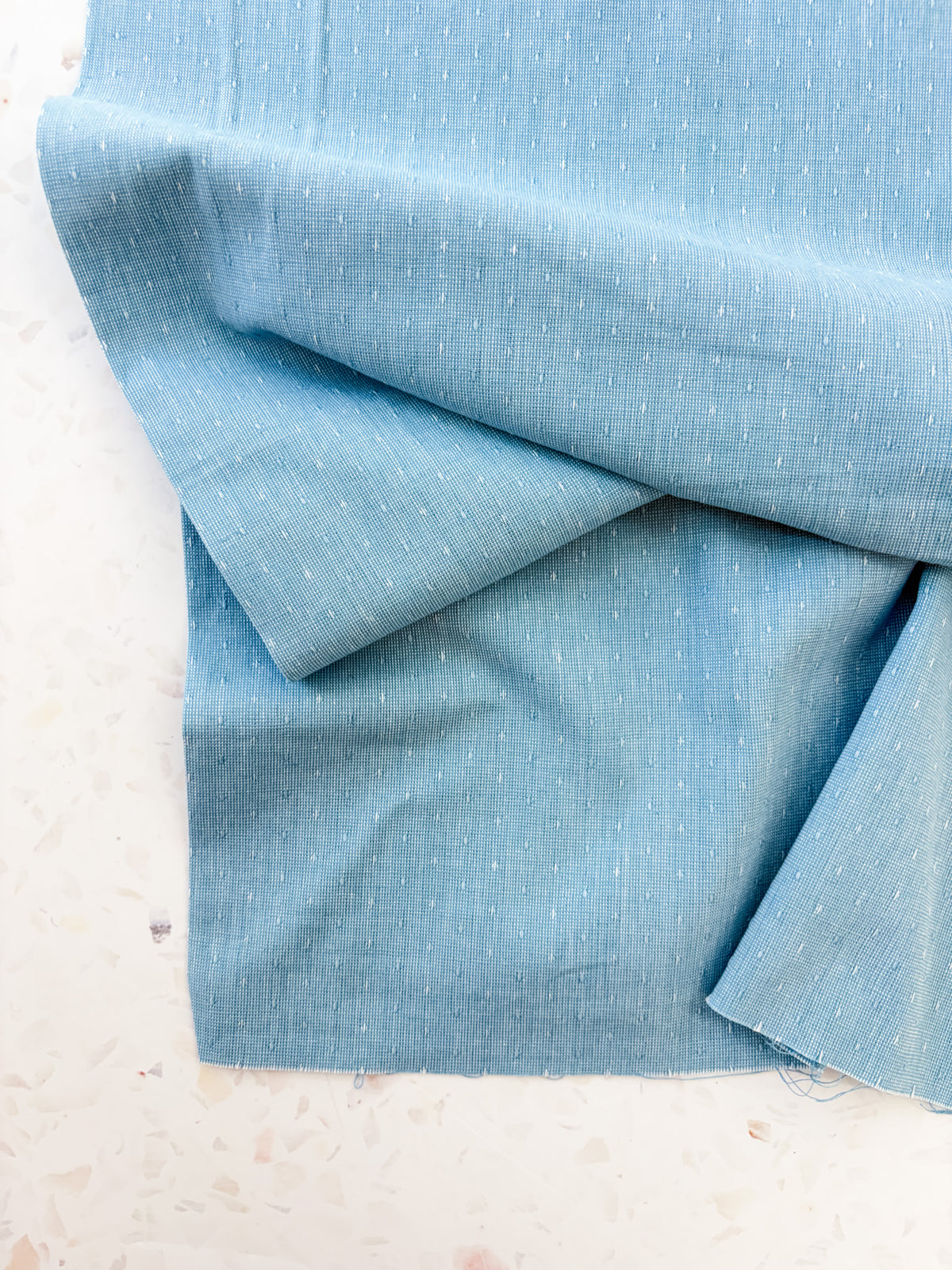 Top-Stitched Cotton Woven | Sun Stitch in Blue Skies