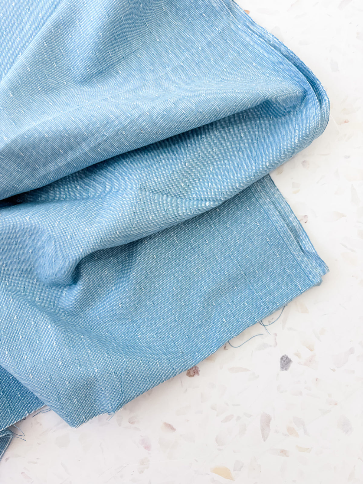 Top-Stitched Cotton Woven | Sun Stitch in Blue Skies
