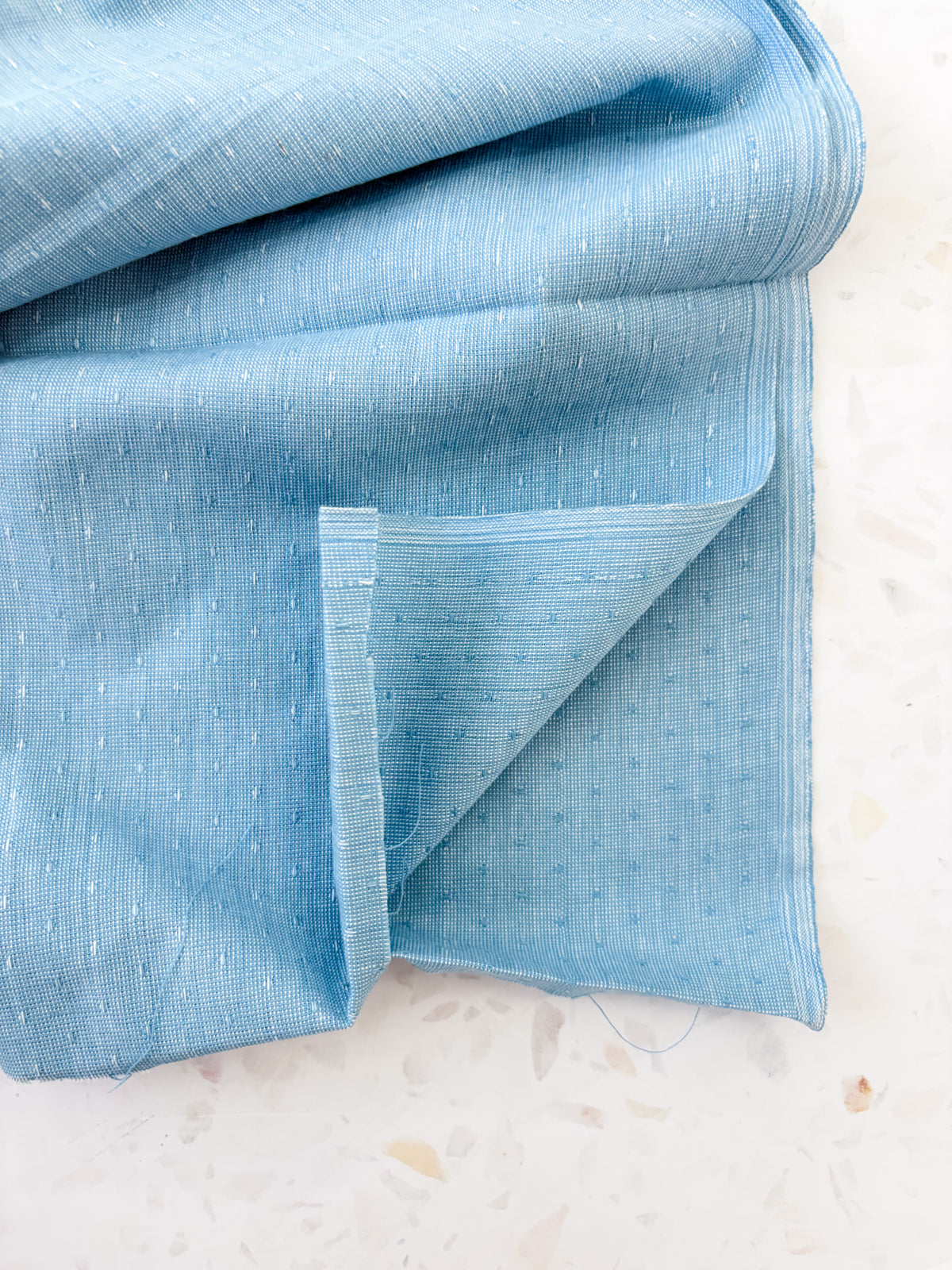 Top-Stitched Cotton Woven | Sun Stitch in Blue Skies