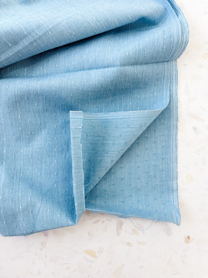 Top-Stitched Cotton Woven | Sun Stitch in Blue Skies