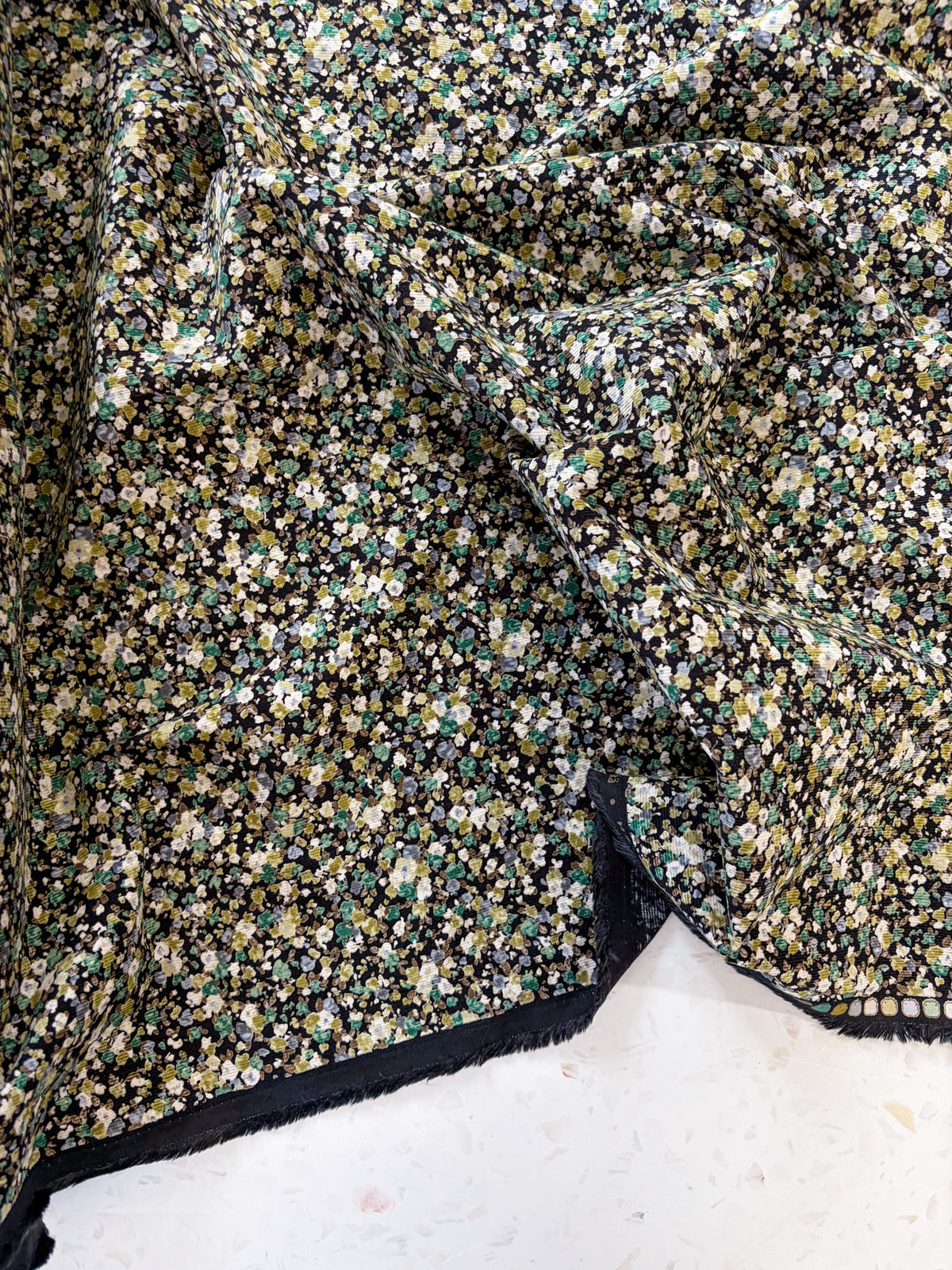 KOKKA Petite Pinwale Corduroy | Ditsy Floral in Midnight Meadow
