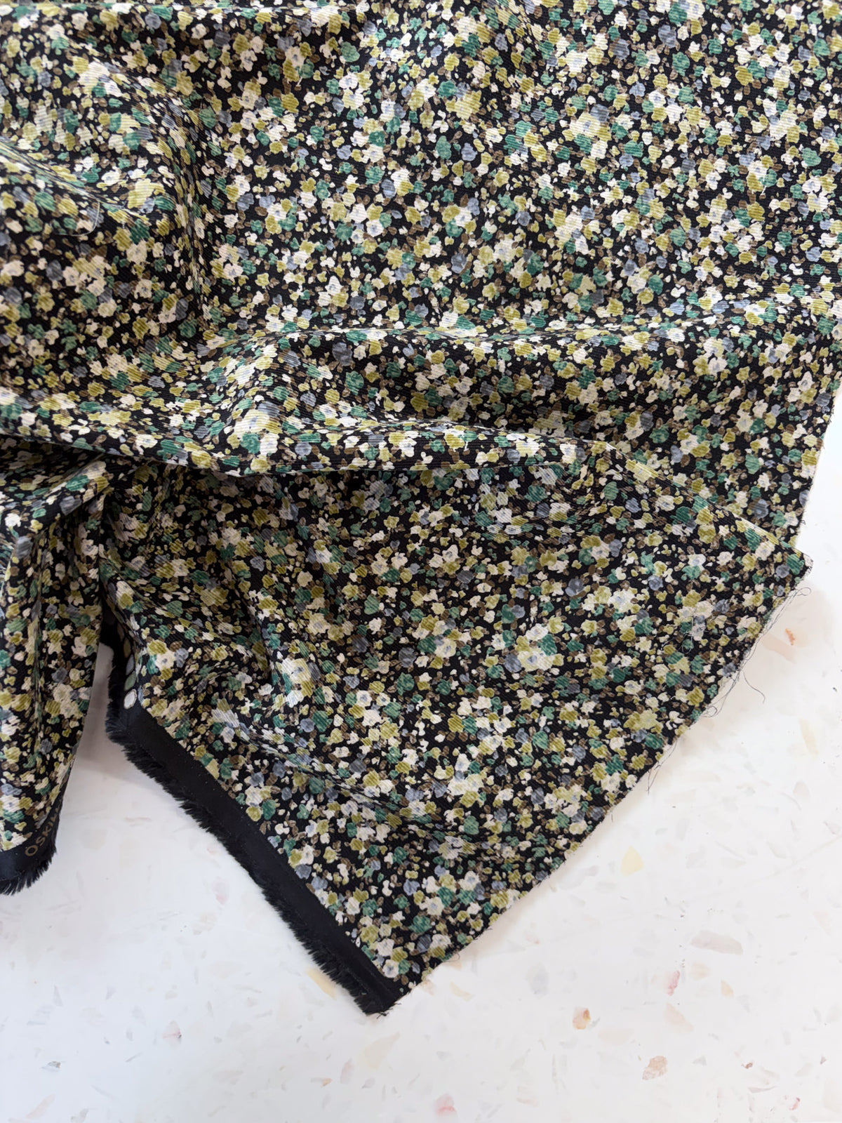 KOKKA Petite Pinwale Corduroy | Ditsy Floral in Midnight Meadow
