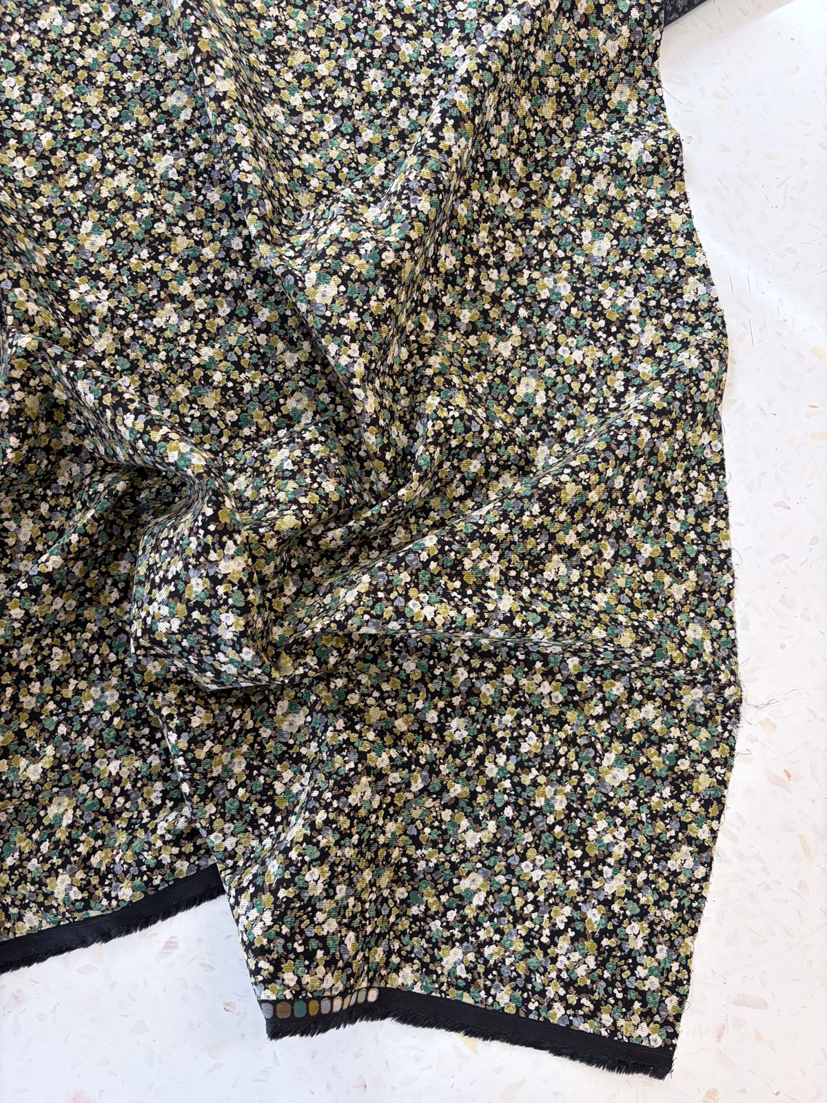KOKKA Petite Pinwale Corduroy | Ditsy Floral in Midnight Meadow