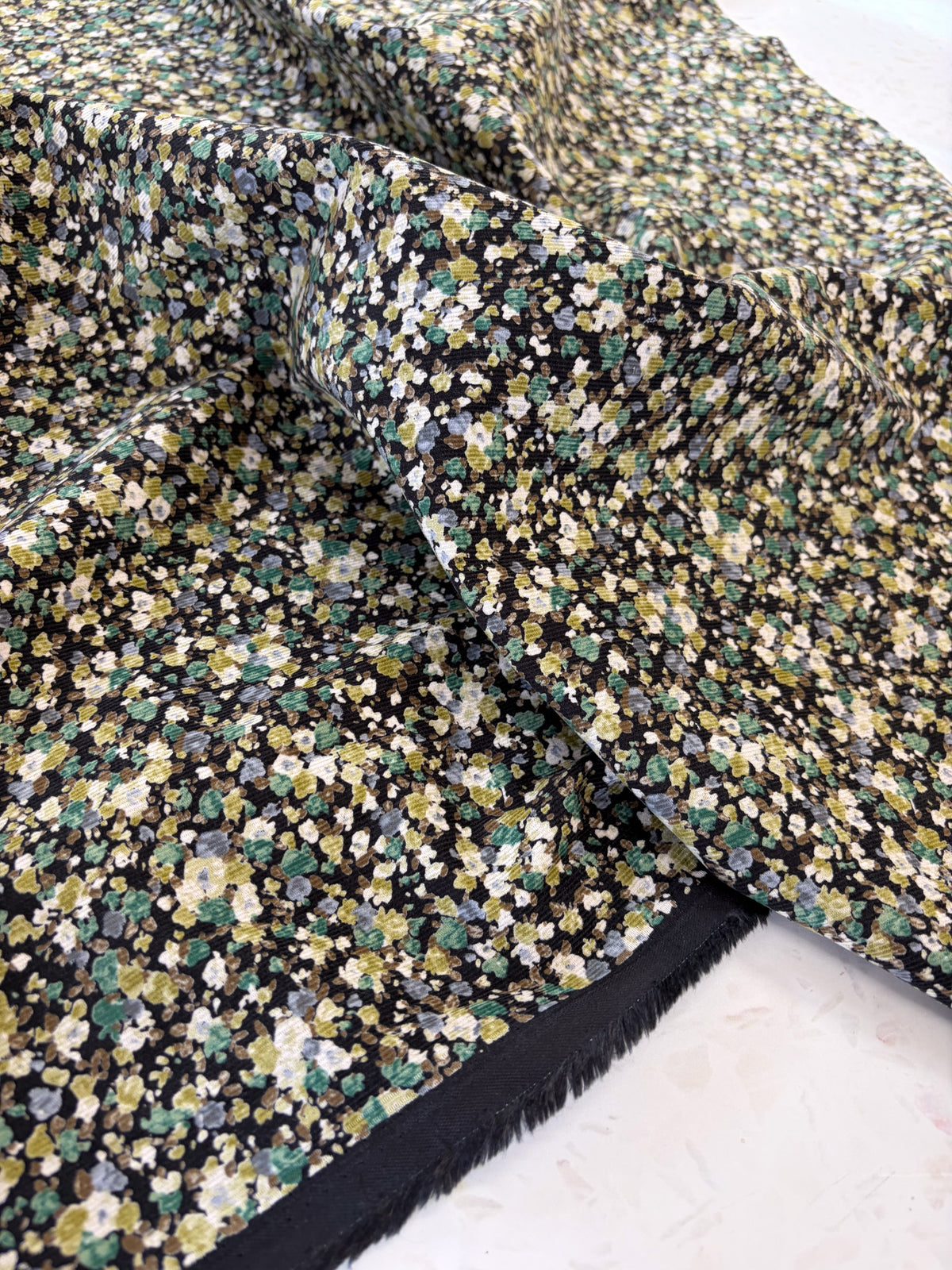 KOKKA Petite Pinwale Corduroy | Ditsy Floral in Midnight Meadow