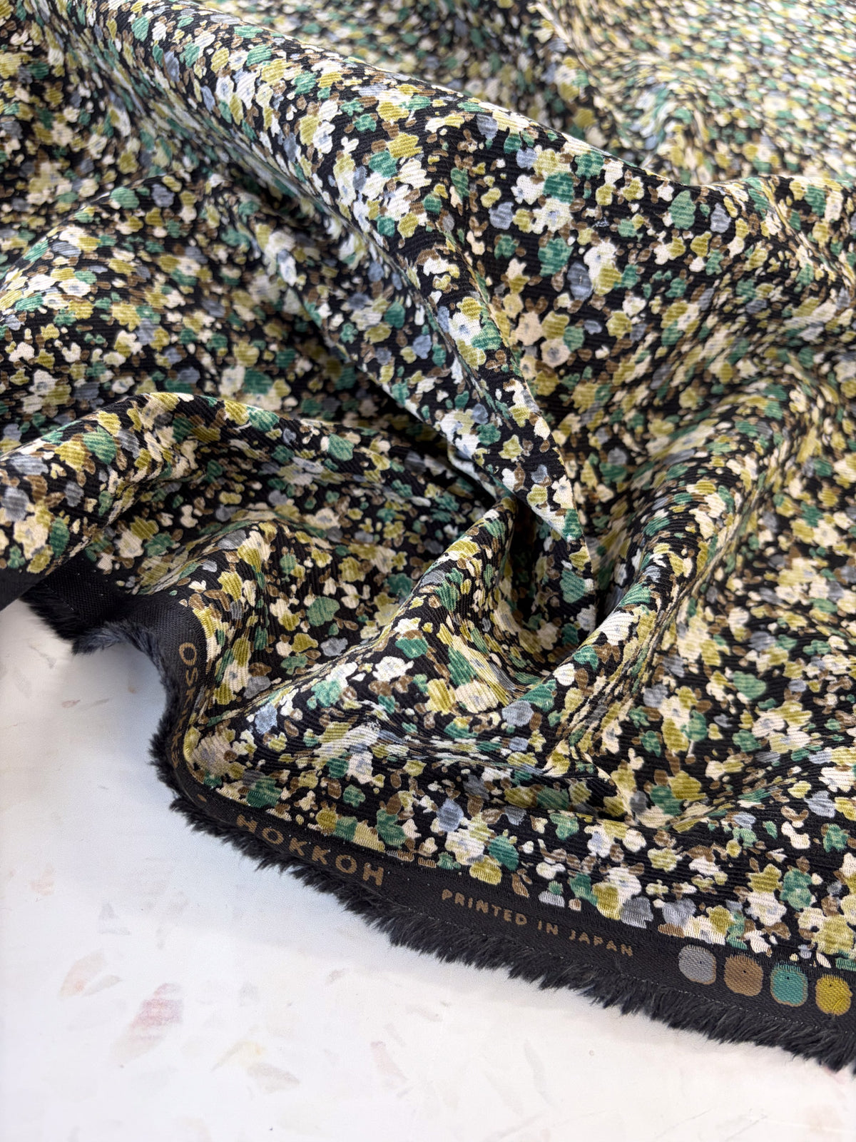 KOKKA Petite Pinwale Corduroy | Ditsy Floral in Midnight Meadow
