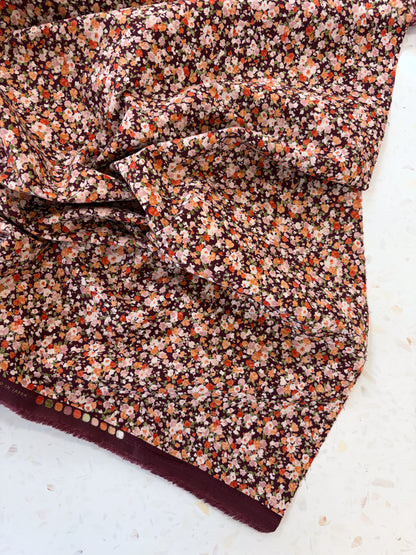 KOKKA Petite Pinwale Corduroy | Ditsy Floral in Autumn Bramble