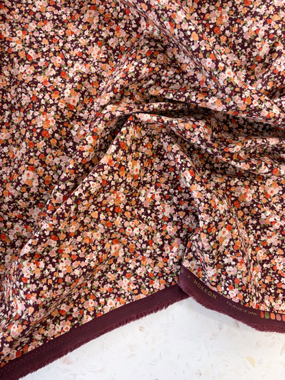 KOKKA Petite Pinwale Corduroy | Ditsy Floral in Autumn Bramble