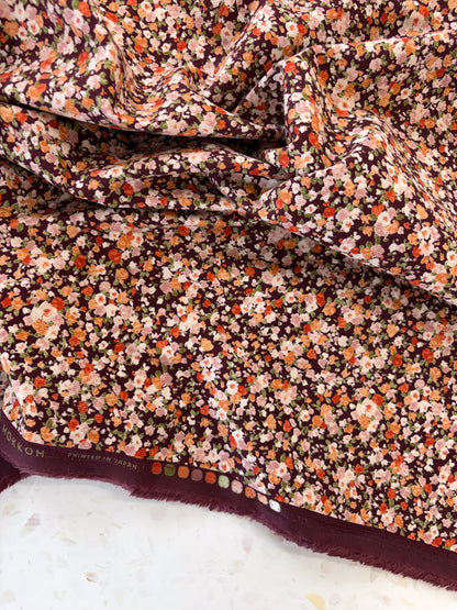 KOKKA Petite Pinwale Corduroy | Ditsy Floral in Autumn Bramble