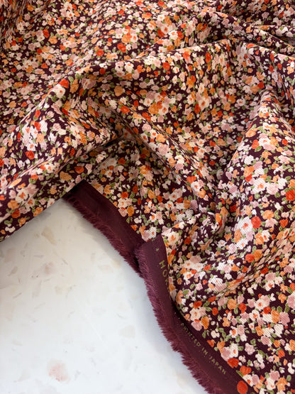 KOKKA Petite Pinwale Corduroy | Ditsy Floral in Autumn Bramble