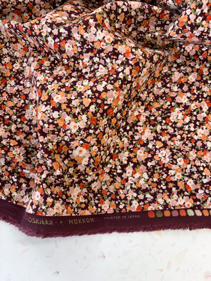 KOKKA Petite Pinwale Corduroy | Ditsy Floral in Autumn Bramble