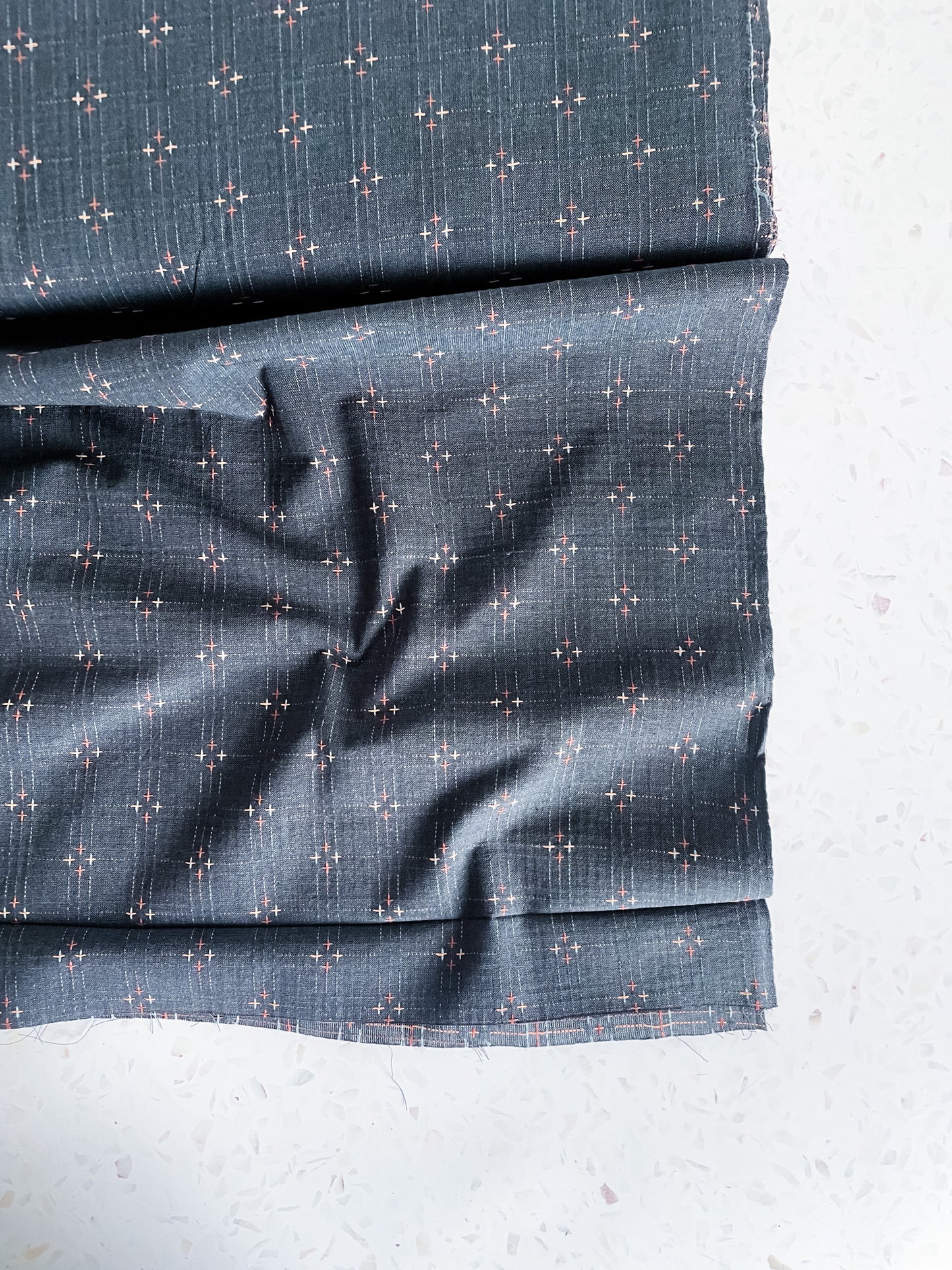 Embroidered Woven Cotton – Indigo Blue
