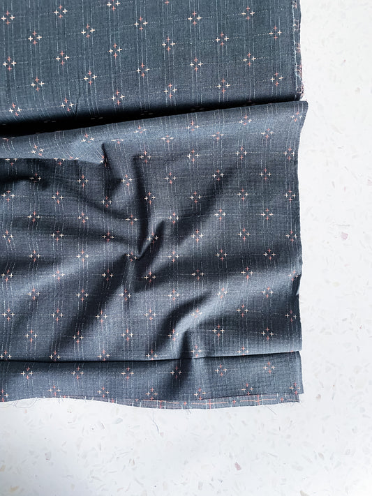 Embroidered Woven Cotton – Indigo Blue