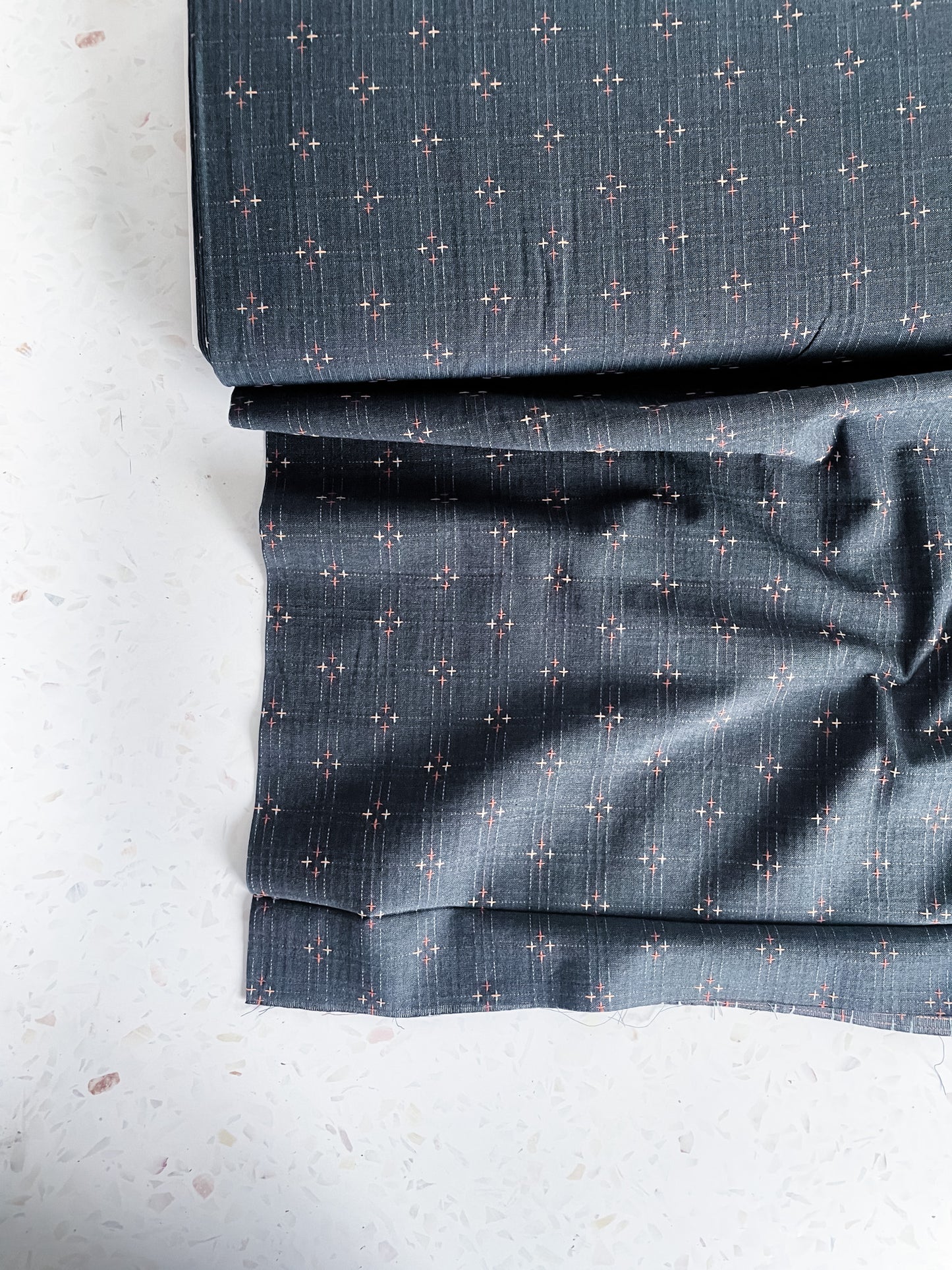 Embroidered Woven Cotton – Indigo Blue