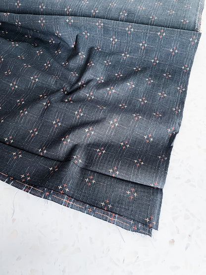 Embroidered Woven Cotton – Indigo Blue