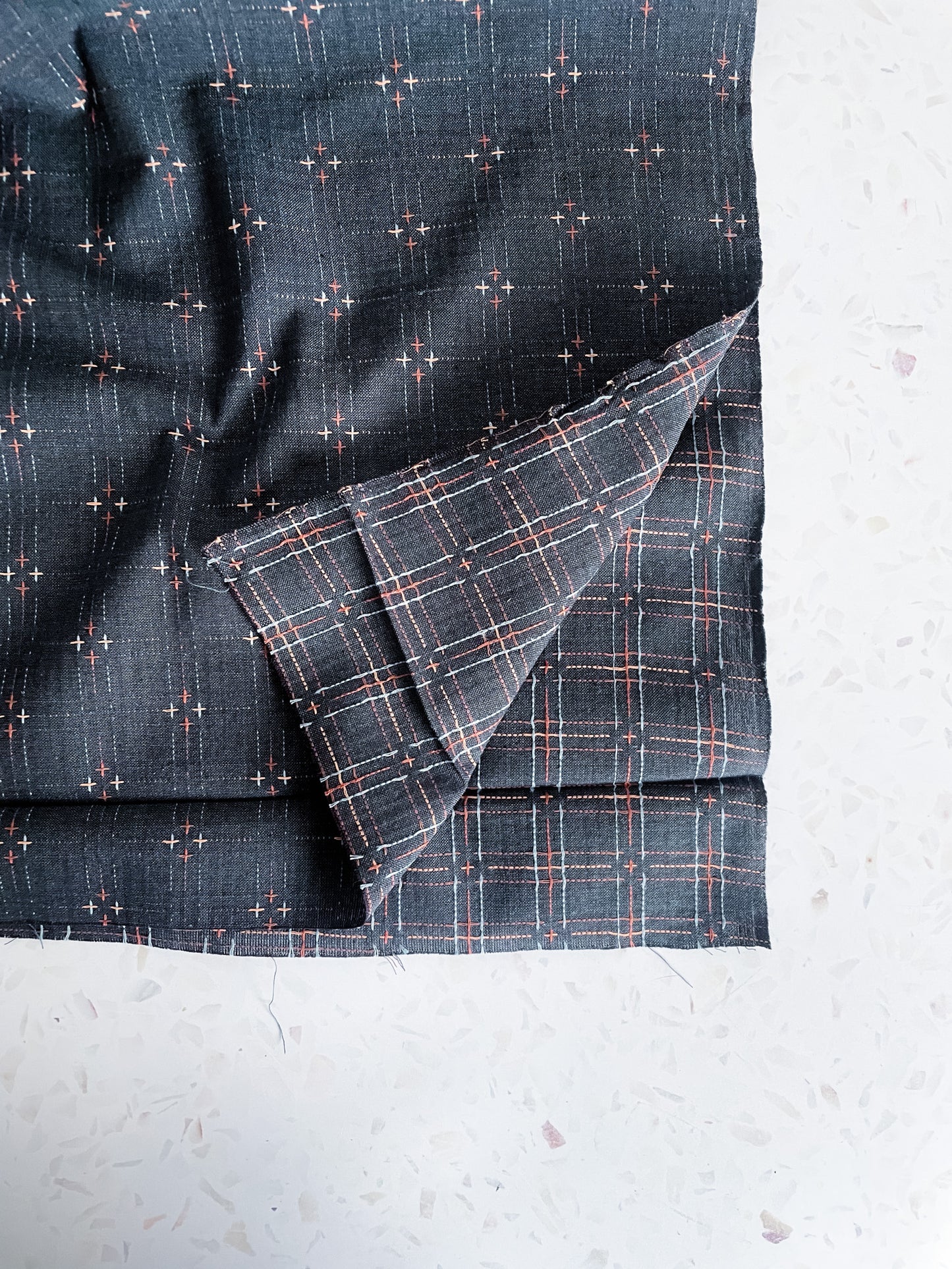 Embroidered Woven Cotton – Indigo Blue
