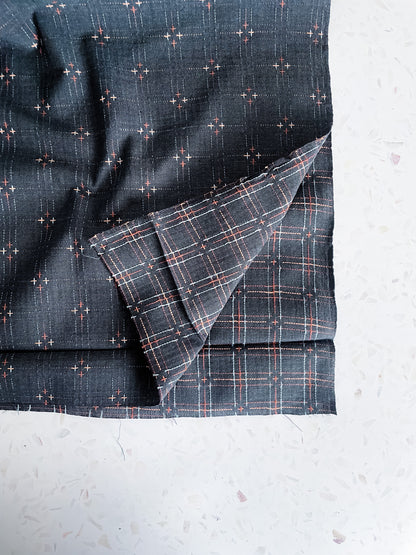 Embroidered Woven Cotton – Indigo Blue