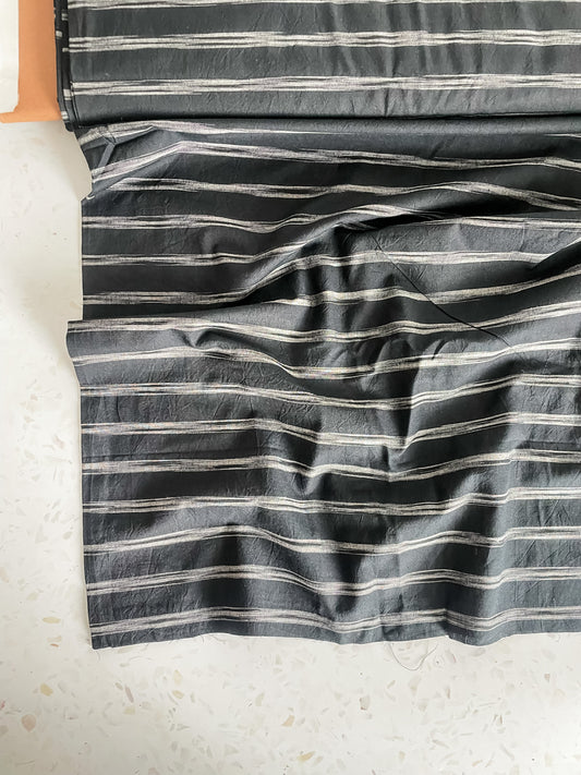 Black Ikat Stripe Handloom Cotton