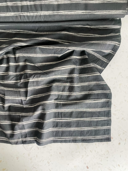 Black Ikat Stripe Handloom Cotton