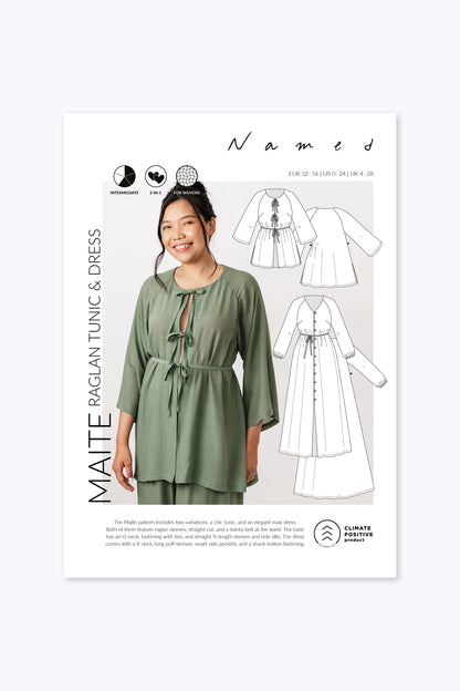 Maite Raglan Sleeve Tunic & Dress by Named Clothing | Printed Pattern