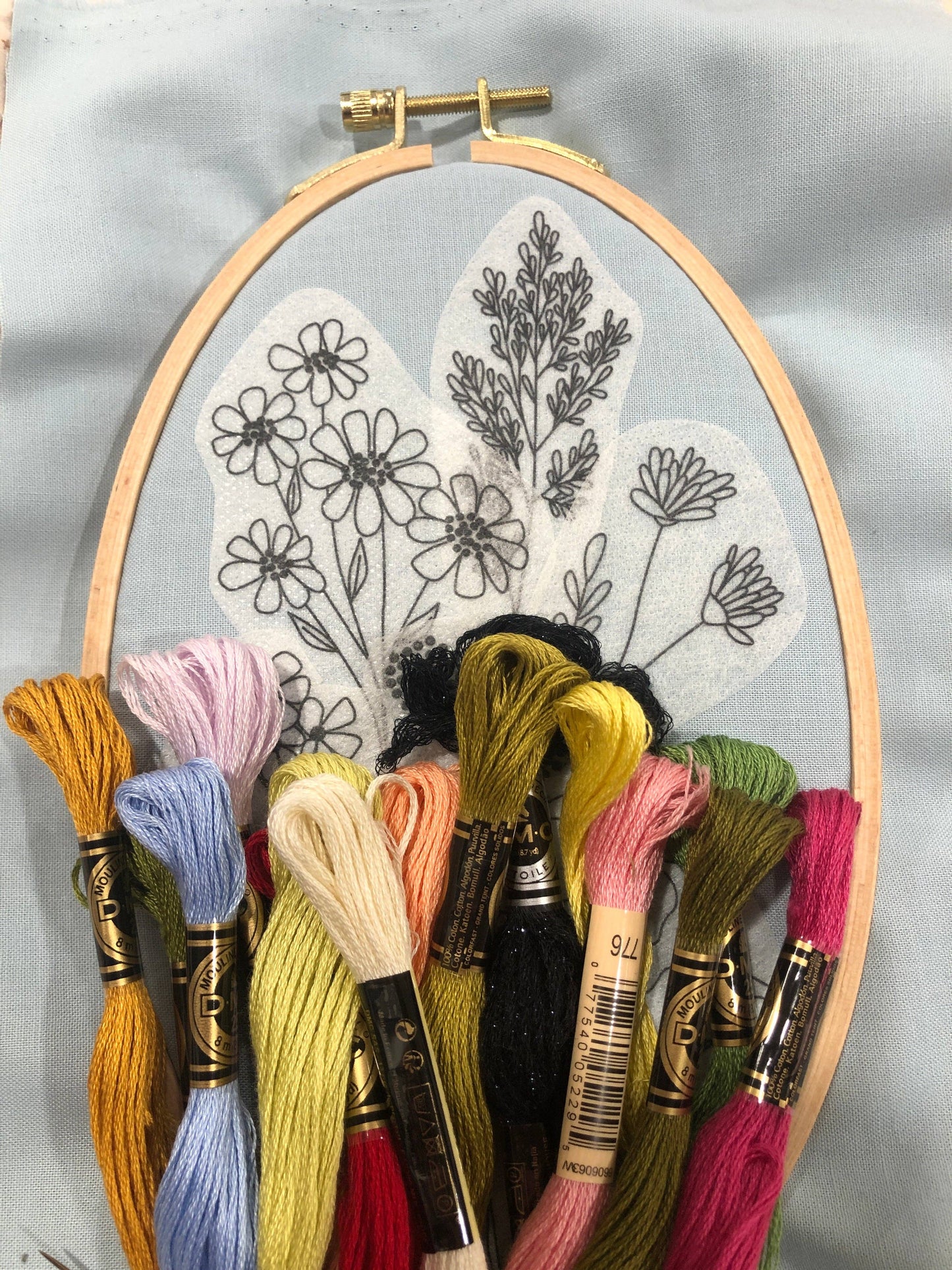 Wildflower Stems Embroidery - Peel Stick & Stitch Patterns