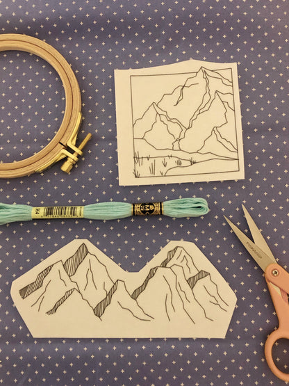 Mountains Hand Embroidery - Peel Stick & Stitch Patterns