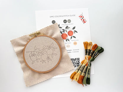 Orange Branch Embroidery Kit by Matryoshka Doll Shop
