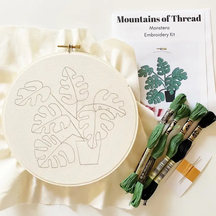 Monstera Embroidery Kit by Mountains of Thread