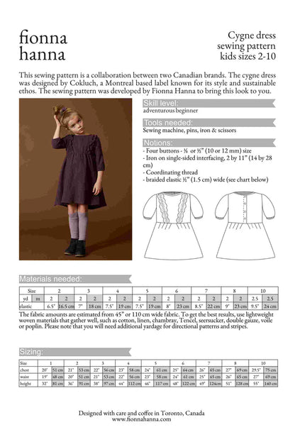 Cygne Dress Pattern by Fionna Hanna | Printed Pattern