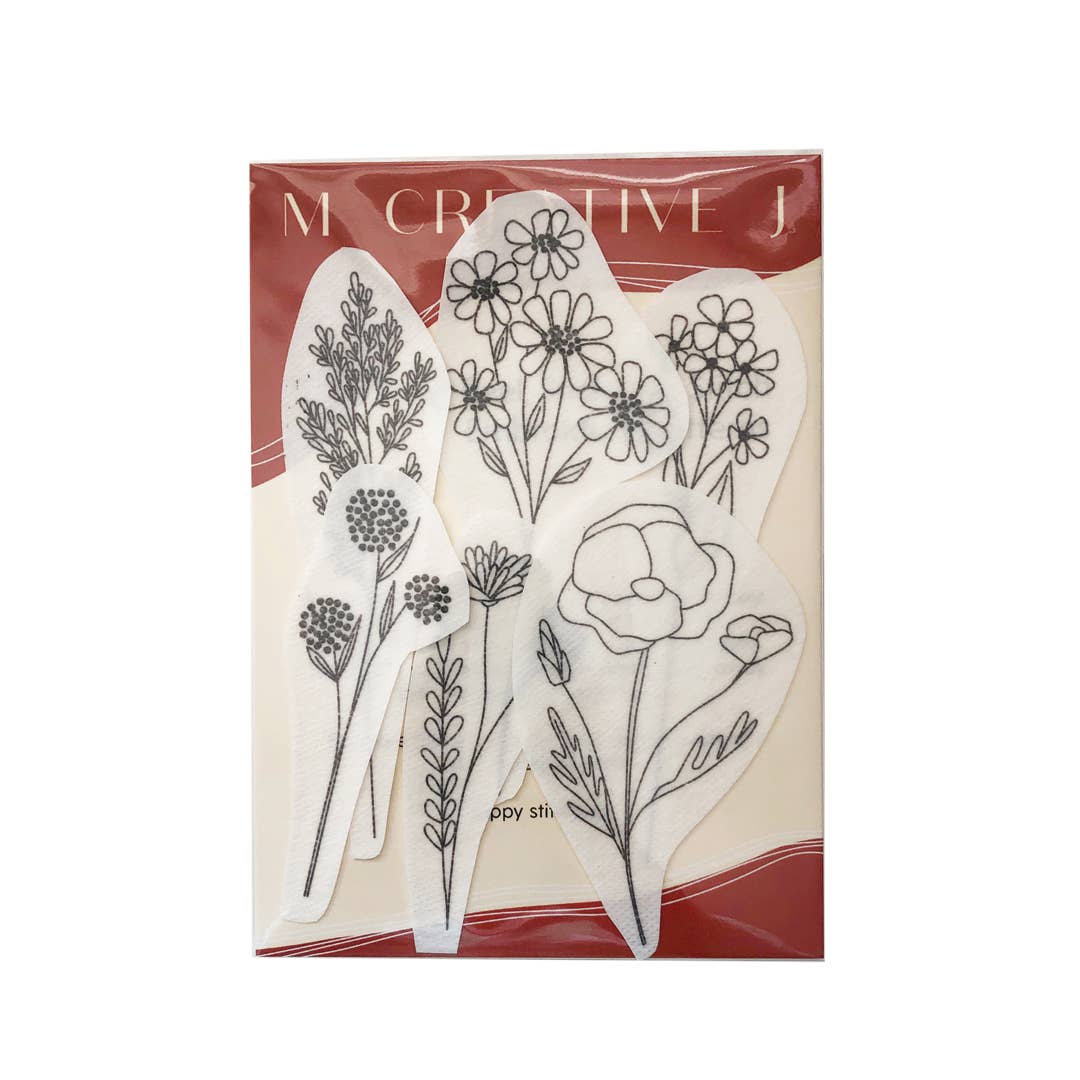Wildflower Stems Embroidery - Peel Stick & Stitch Patterns