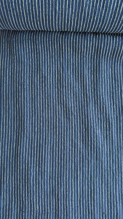 Harbor Stripe Linen/Rayon Blend in Indigo
