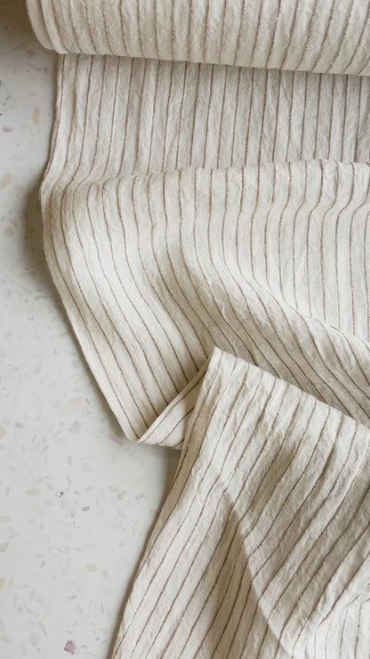Harbor Stripe Linen/Rayon Blend in Shell