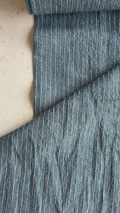 Harbor Stripe Linen/Rayon Blend in Cornflower