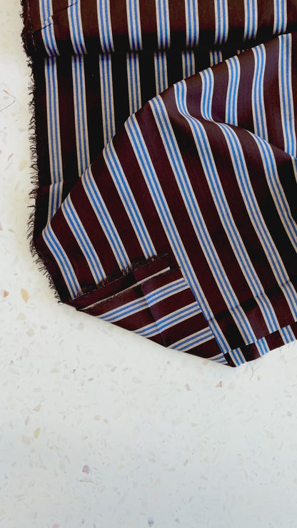 Weave Line Cotton Fabric in Oat Chocolate