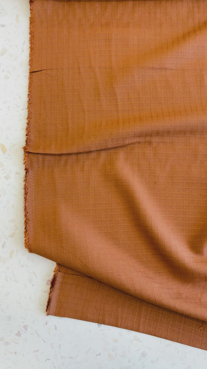 Little Tile Linen/Viscose Blend Fabric in Pecan Pie