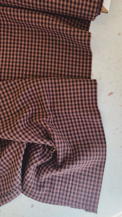 PRESALE – Lennon Yarn Dyed Double Gauze Check in Cocoa