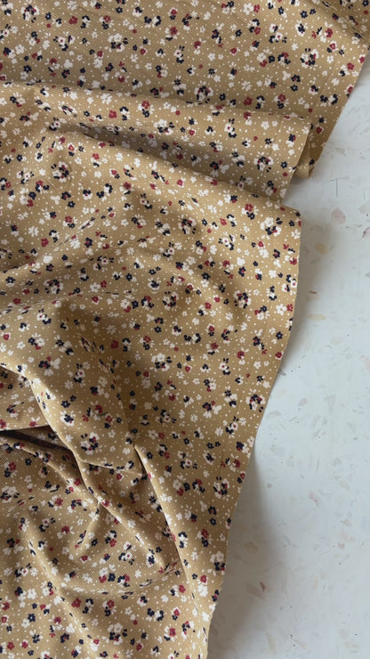 KOKKA Petite Pinwale Corduroy | Ditsy Floral in Latte