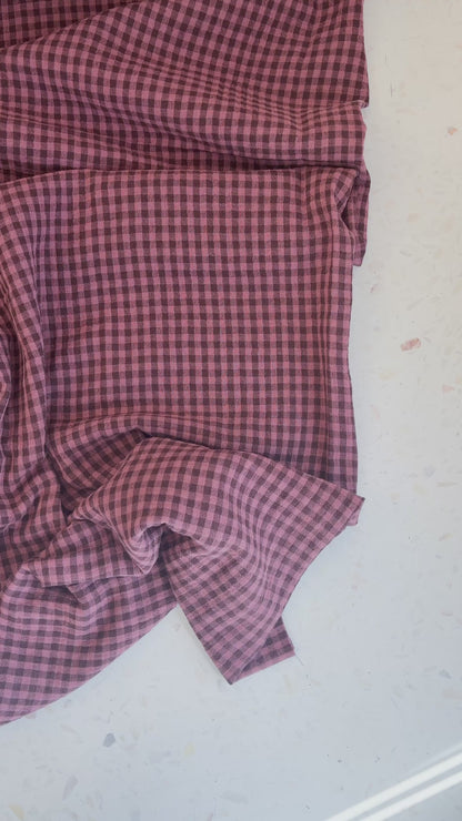 Lennon Yarn Dyed Double Gauze Check in Plum