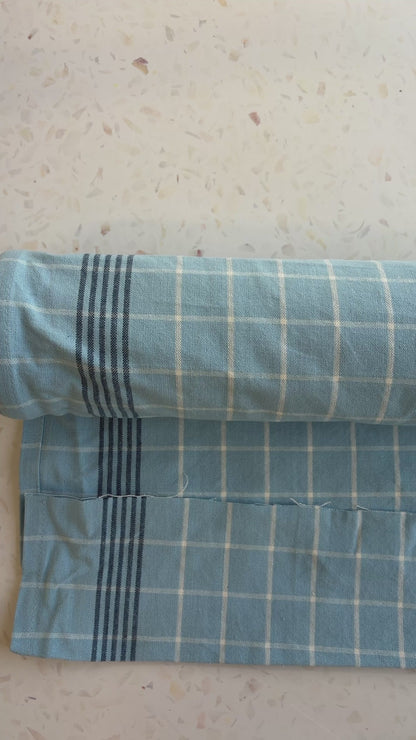 Toweling in Waterfall Blue Check