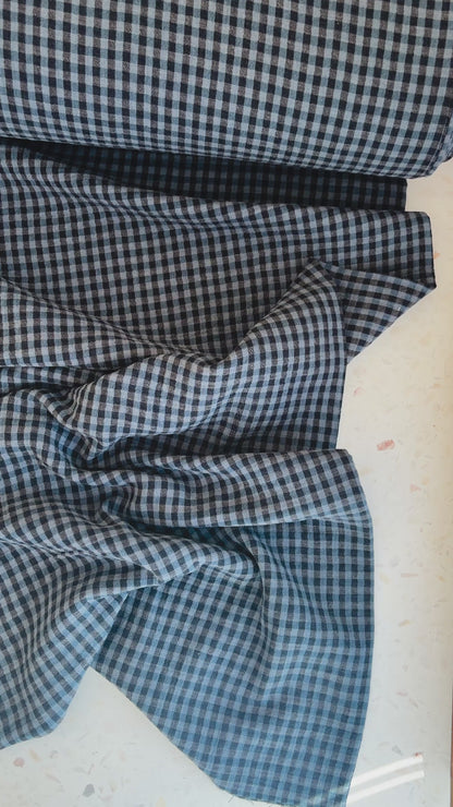 PREORDER – Lennon Yarn Dyed Double Gauze Check in Midnight/Denim