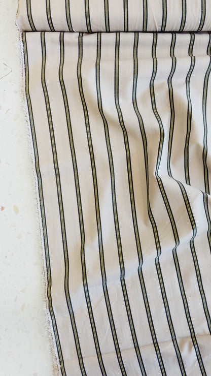 Weave Line Cotton Fabric in Milky Clay