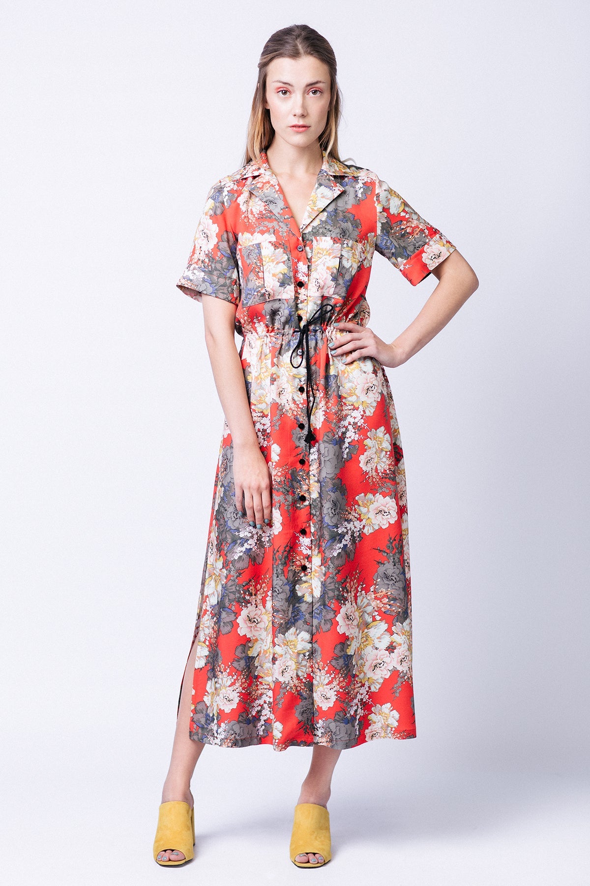 Loose-fitting shirt dress sewing pattern